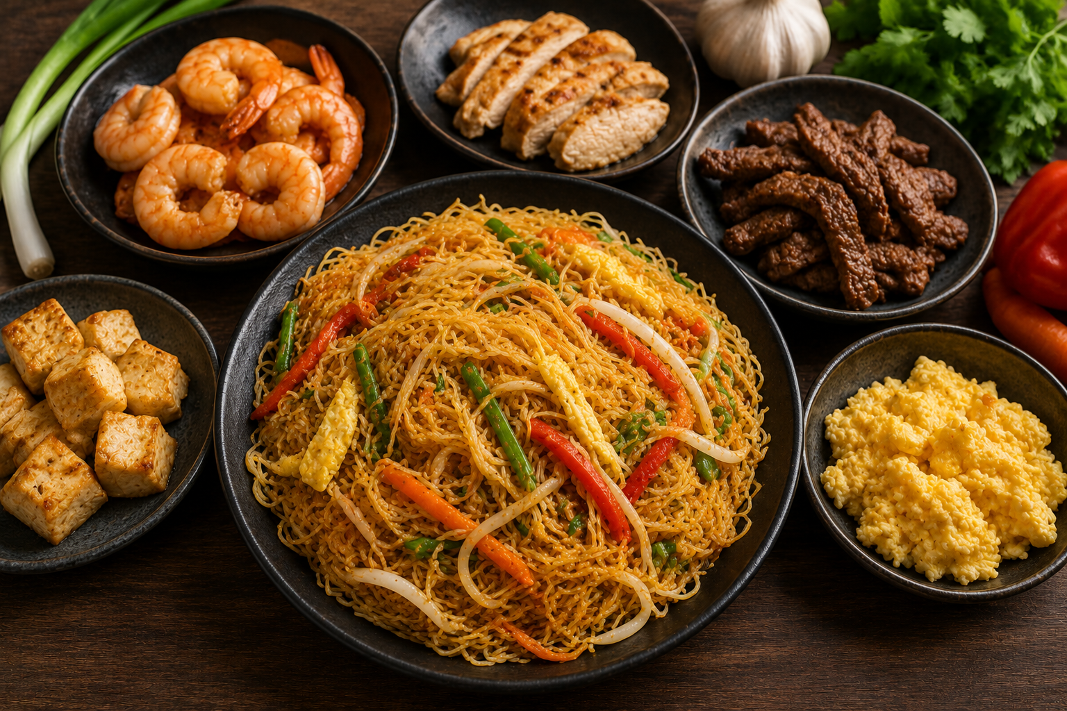 Singapore Noodle Protein Options Chicken, Shrimp & More